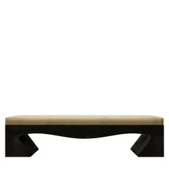 Panchina AR04 in legno bruciato con cuscino rivestito in lino