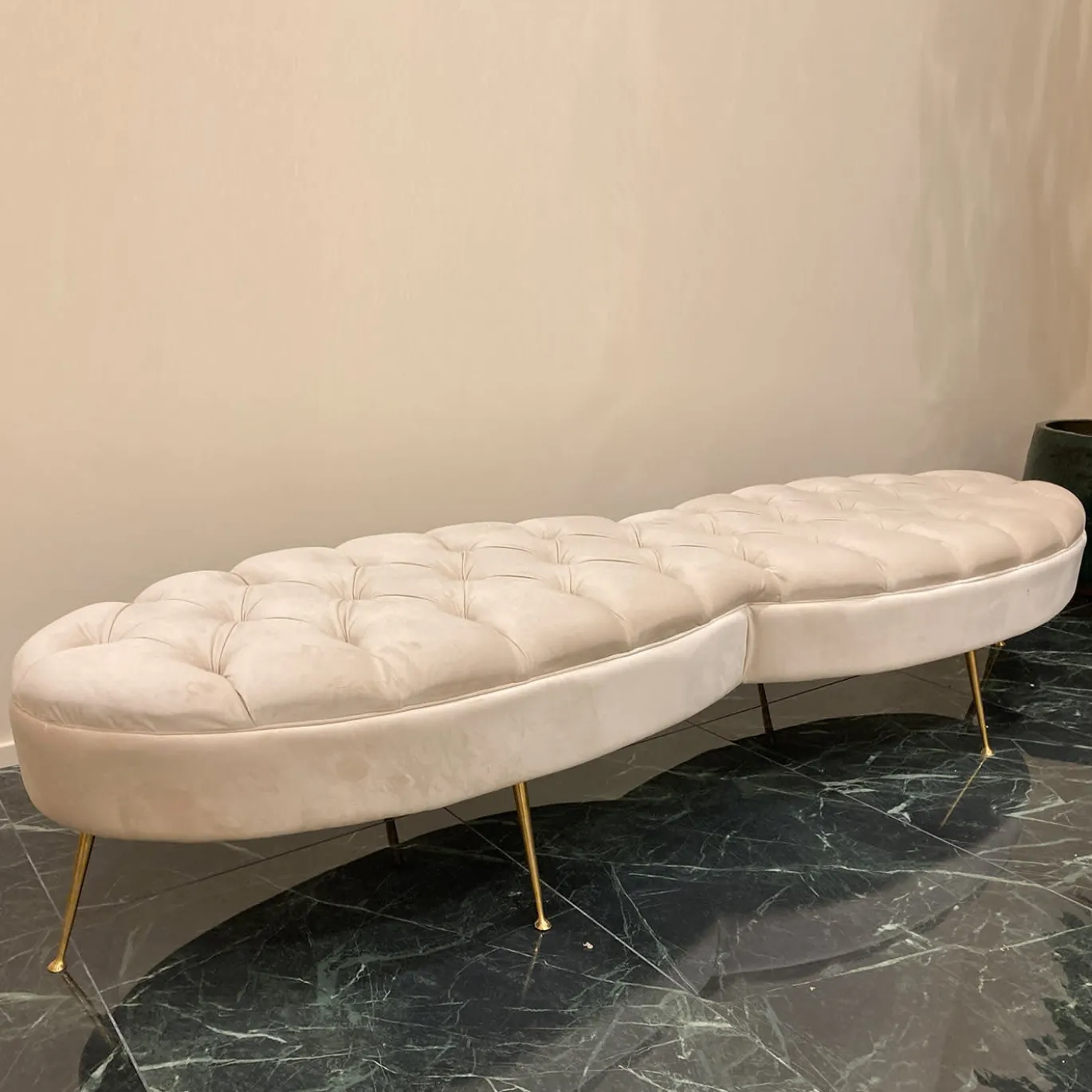 Panchina beige imbottita