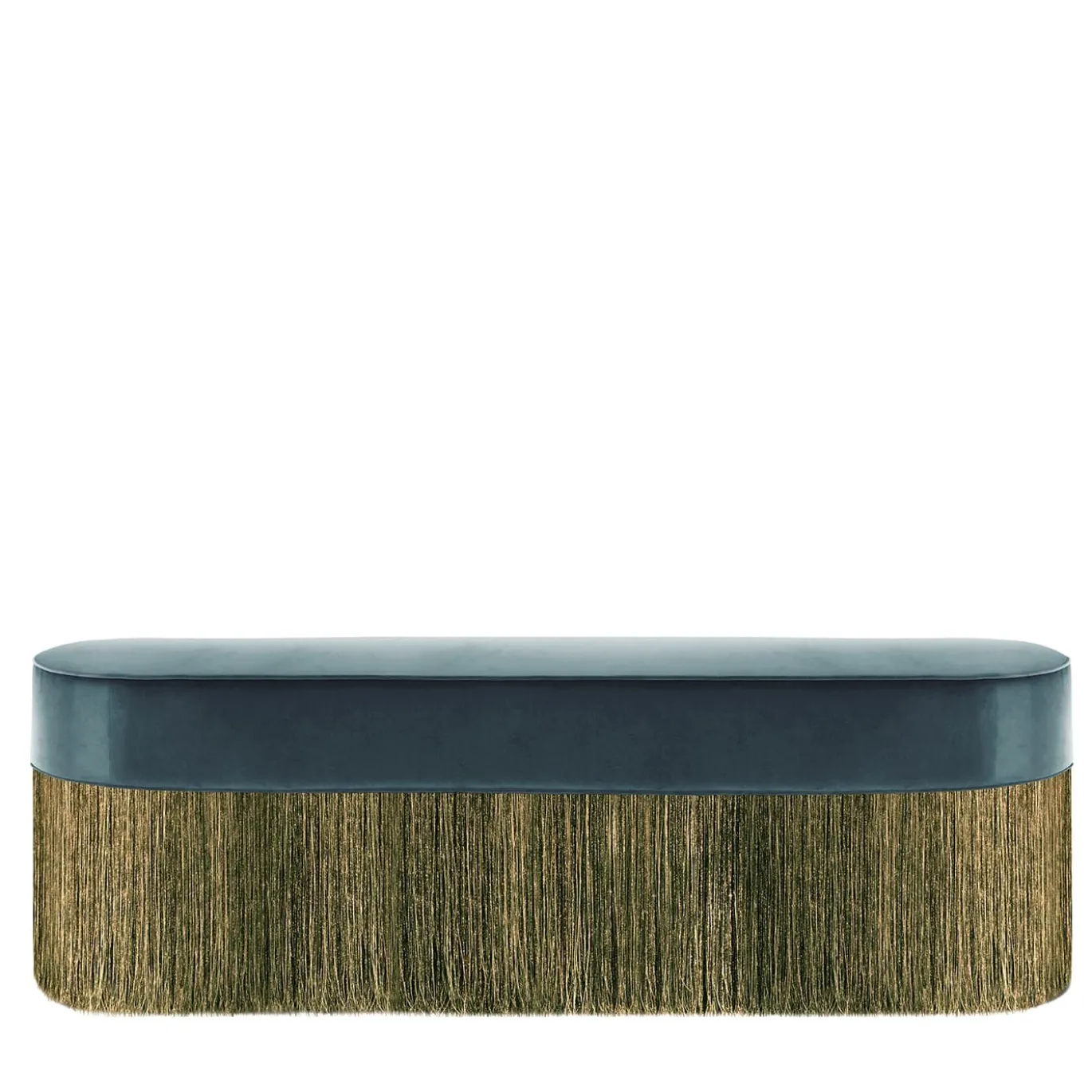 Panchina con frange blu, oro e verde