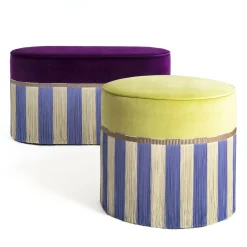 Panchina geometrica Couture Riga ovale viola e lilla