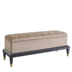 Panchina imbottita in velluto beige