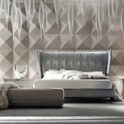 Panchina in pelle di velluto beige