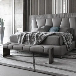 Panchina in pelle grigio Mirage