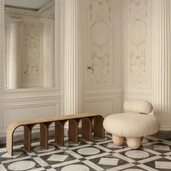 Panchina Nabuk Arch in pelle beige