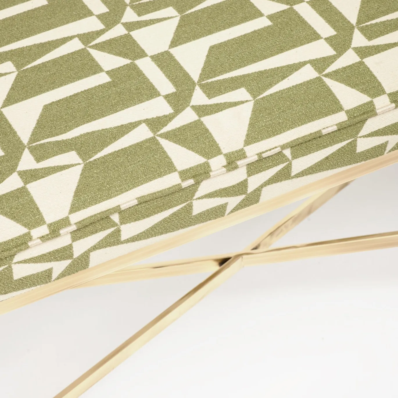 Panchina Olivetti Verde con Gambe in Ottone