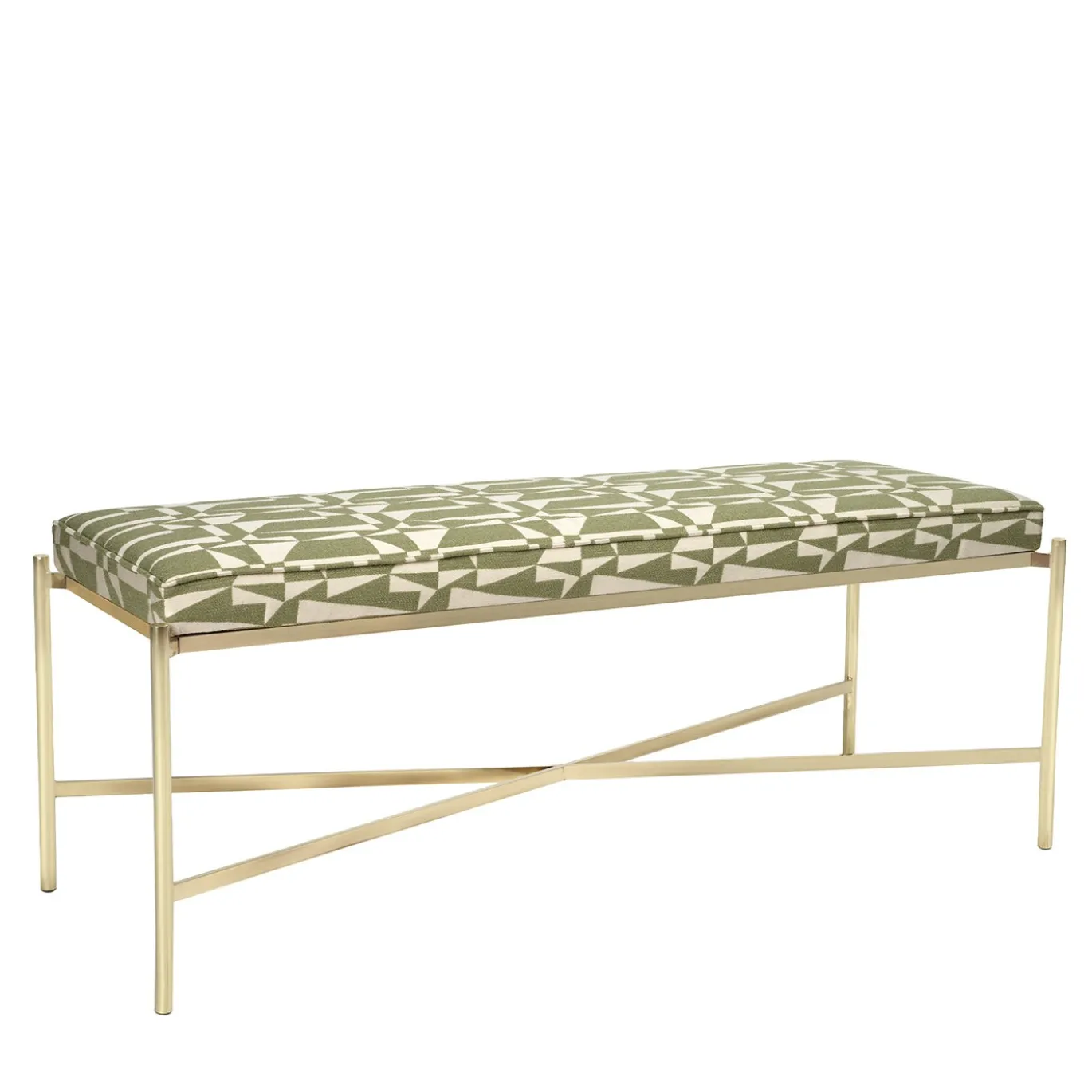 Panchina Olivetti Verde con Gambe in Ottone