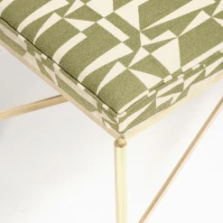 Panchina Olivetti Verde con Gambe in Ottone