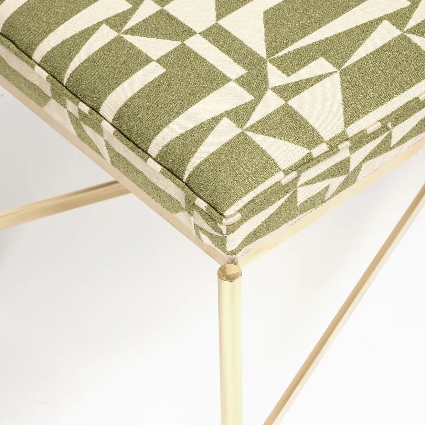 Panchina Olivetti Verde con Gambe in Ottone
