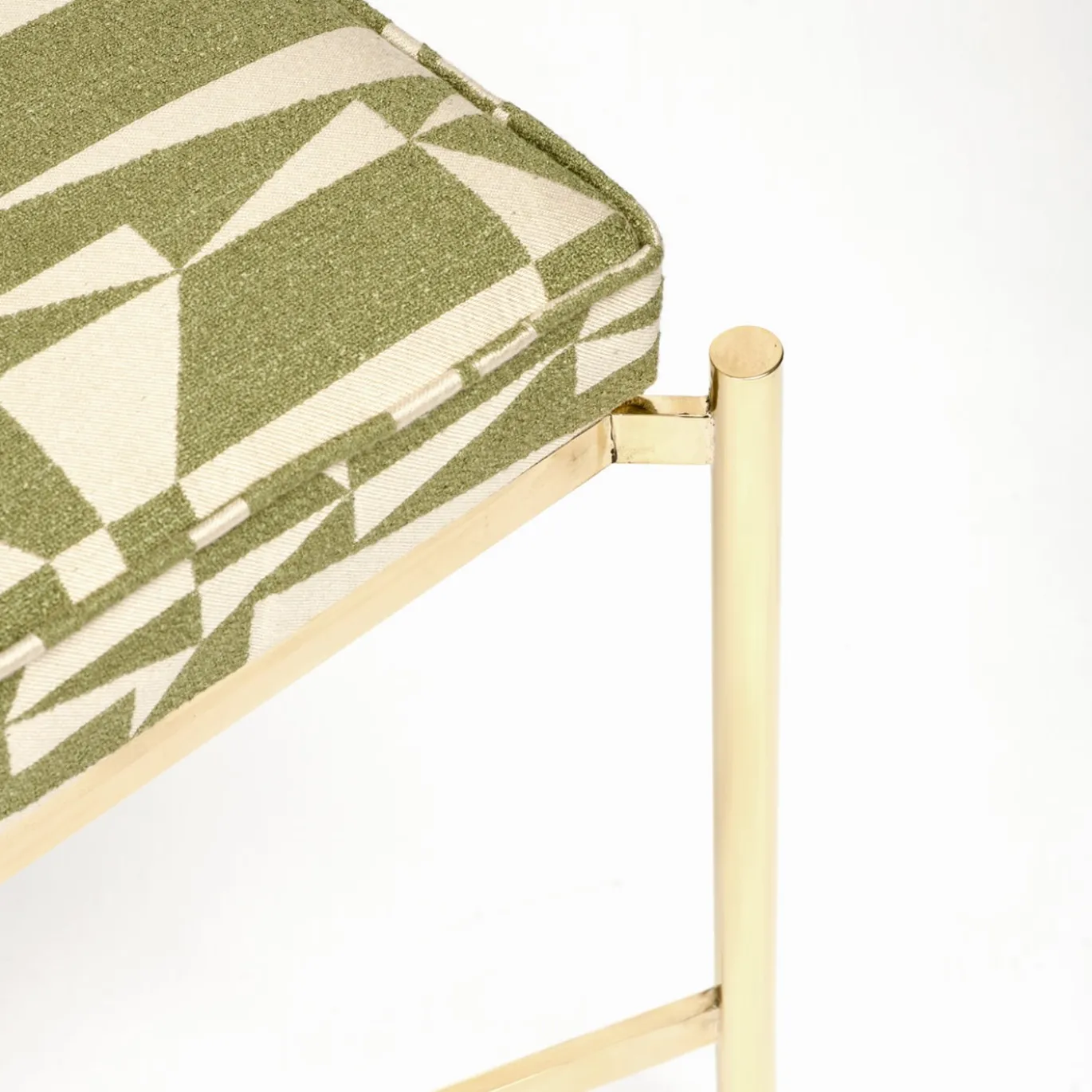 Panchina Olivetti Verde con Gambe in Ottone