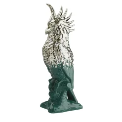 Pappagallo Cacatua verde smaltato e platino
