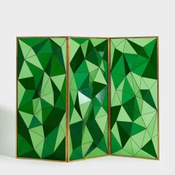 Paravento Fractal verde in vetro