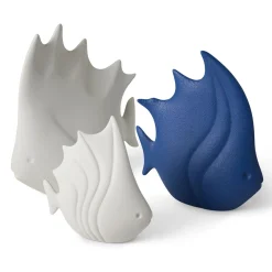 Pesce tropicale grande in ceramica grigio