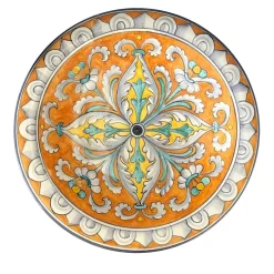Piatto da parete in maiolica arancione Renaissance Star