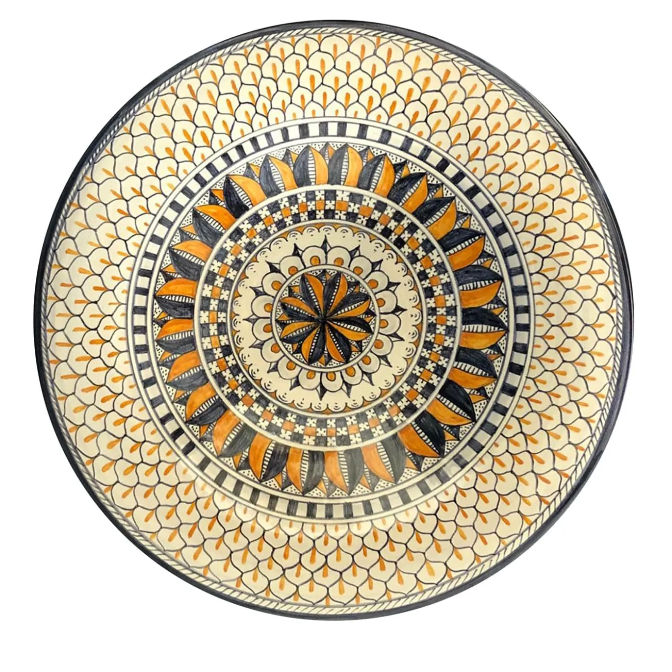 Piatto da parete in maiolica Rinascimento geometrico