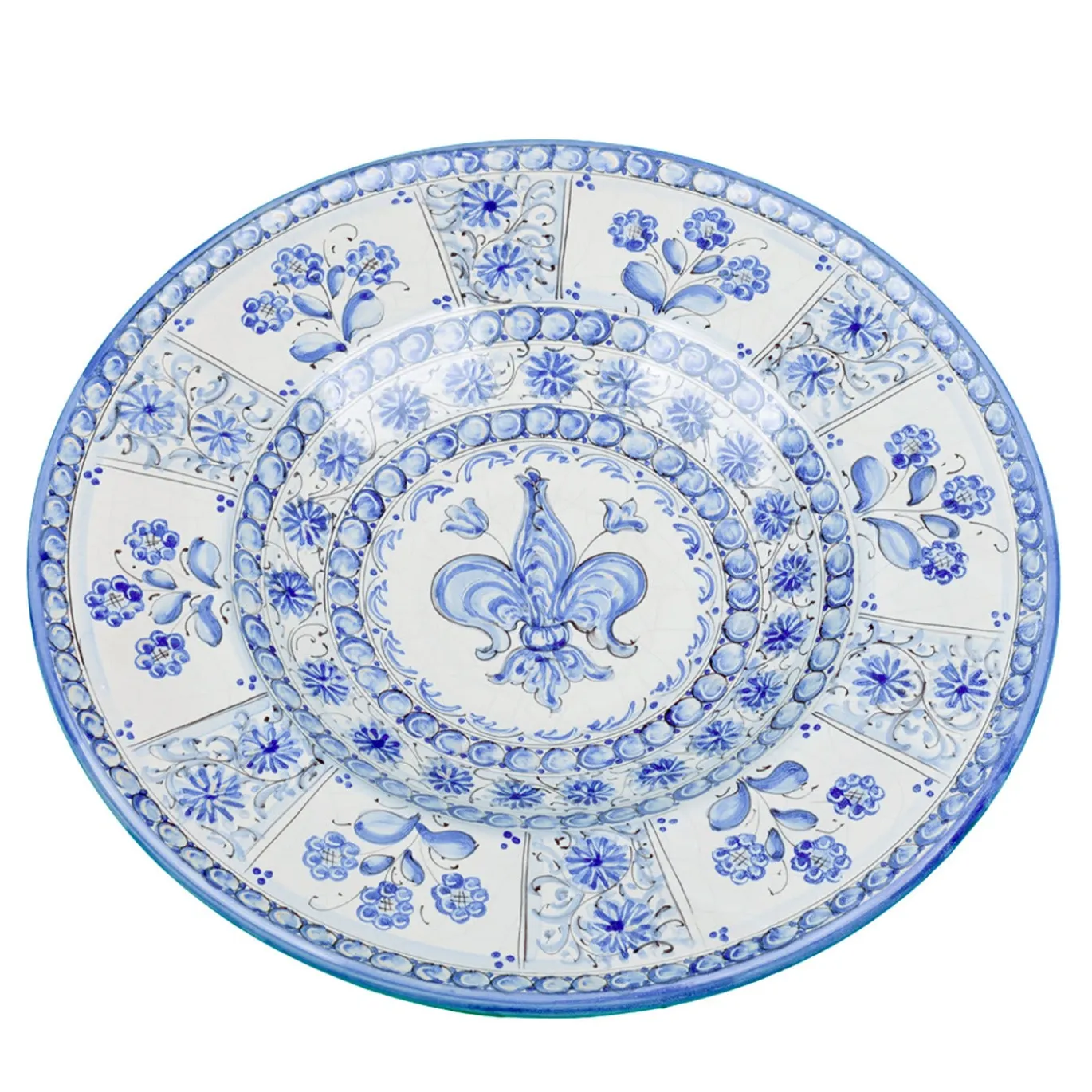 Piatto decorativo Fleur-de-Lis fiorentino blu di Lorenza Adami