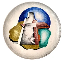 Piatto Decorativo Futurista Aeroplani-Fillia in Ceramica