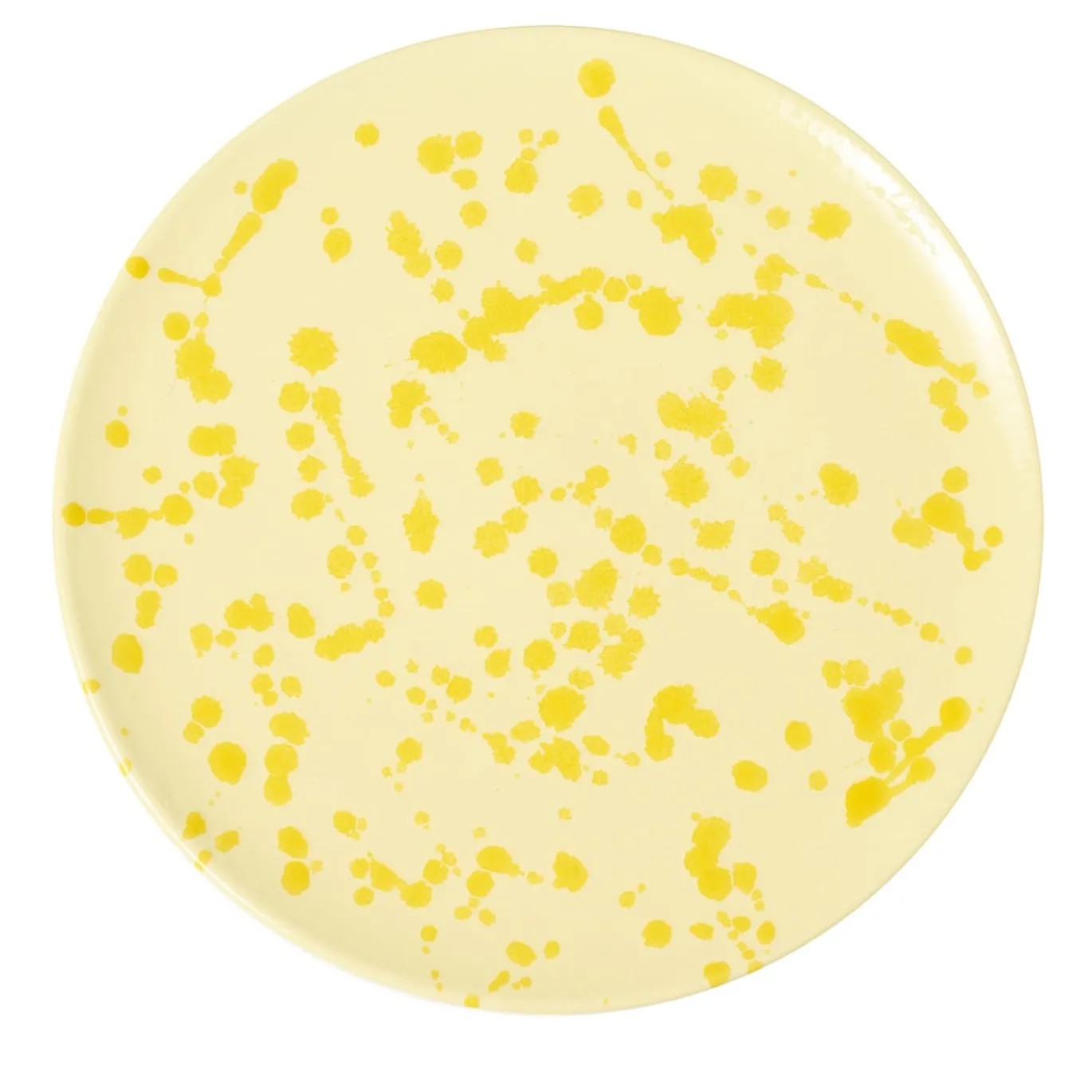 Piatto decorativo in ceramica giallo e crema