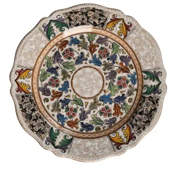Piatto Decorativo in Ceramica Policroma con Motivo Floreale #4
