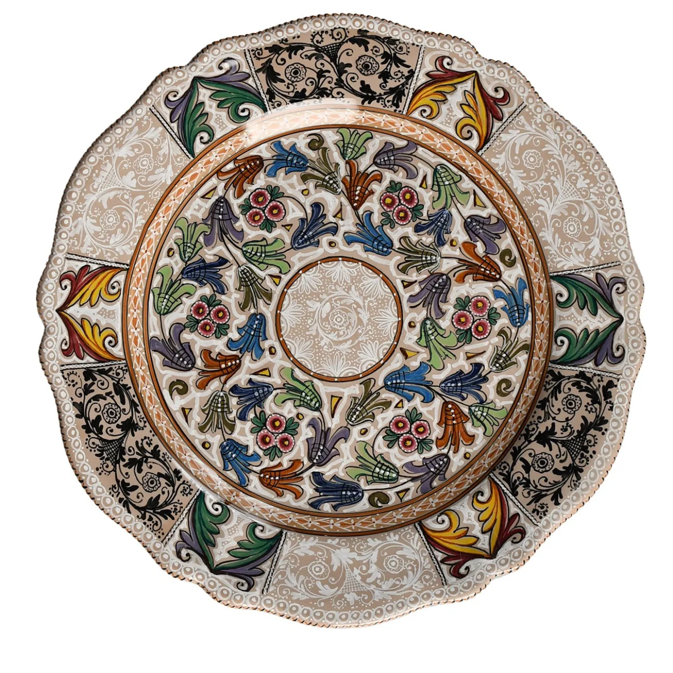 Piatto Decorativo in Ceramica Policroma con Motivo Floreale #4