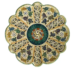 Piatto Decorativo in Ceramica Policroma a Forma di Fiore