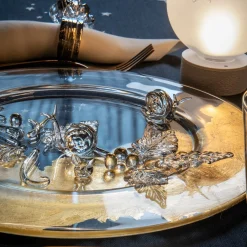 Piatto decorativo in vetro gold con lumache Aurora