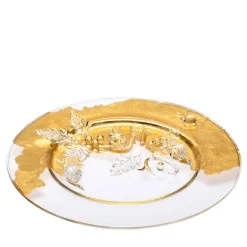 Piatto decorativo in vetro gold con lumache Aurora