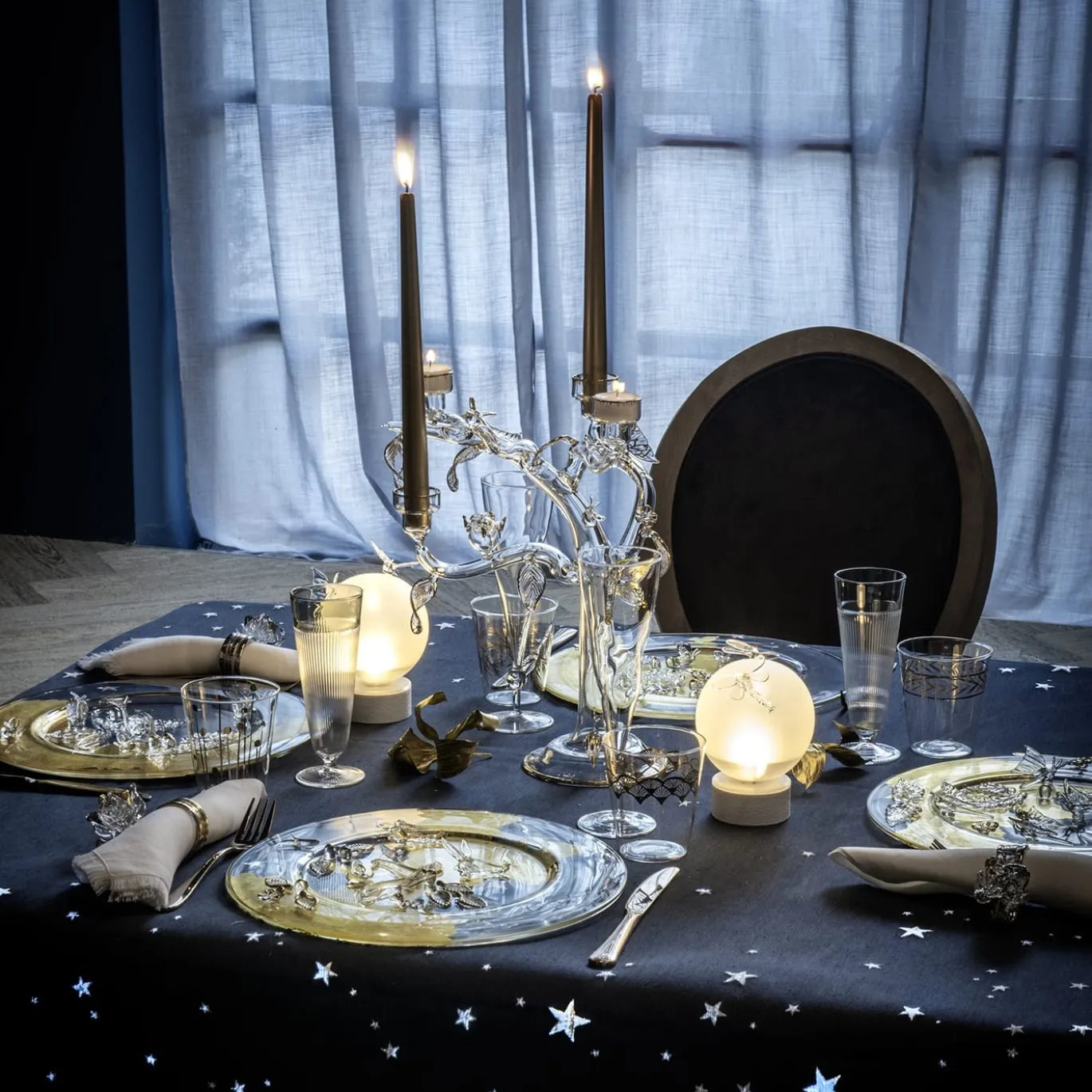 Piatto decorativo in vetro gold con lumache Aurora