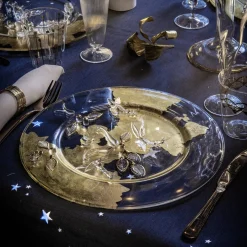 Piatto Decorativo in Vetro Oro Libellula Aurora