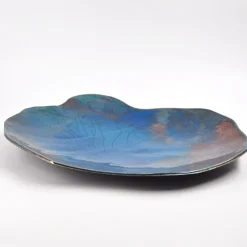 Piatto Decorativo Nuvola Turchese in Ceramica di Nino Basso