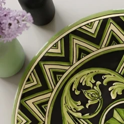 Piatto decorativo Parigi in maiolica siciliana nera e verde