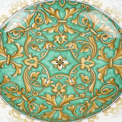 Piatto Decorativo Rotondo Aquamarine Damask
