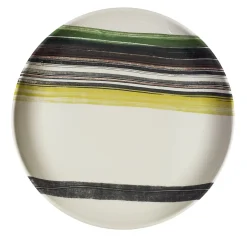 Piatto decorativo rotondo in ceramica con motivo a righe artistiche 2