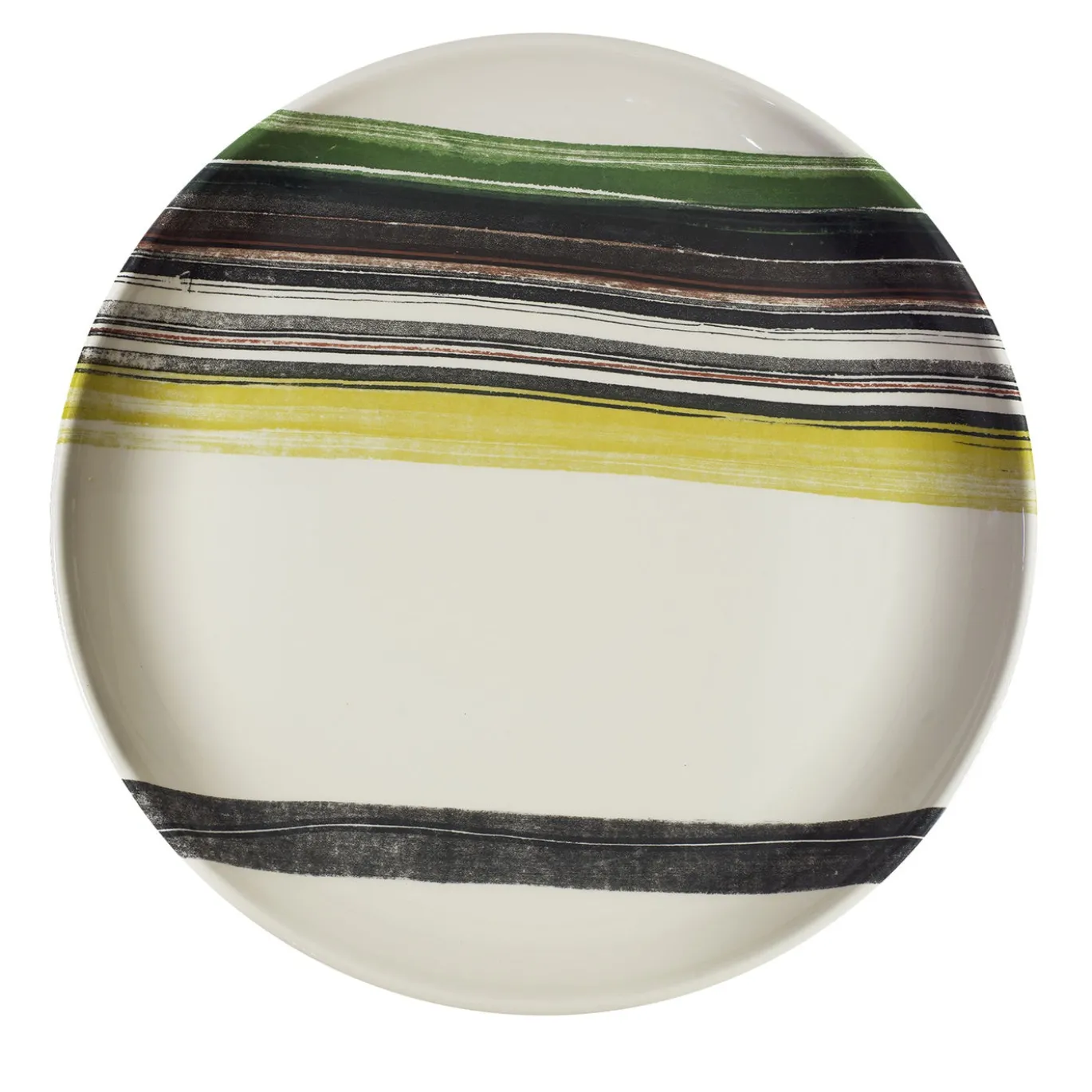Piatto decorativo rotondo in ceramica con motivo a righe artistiche 2