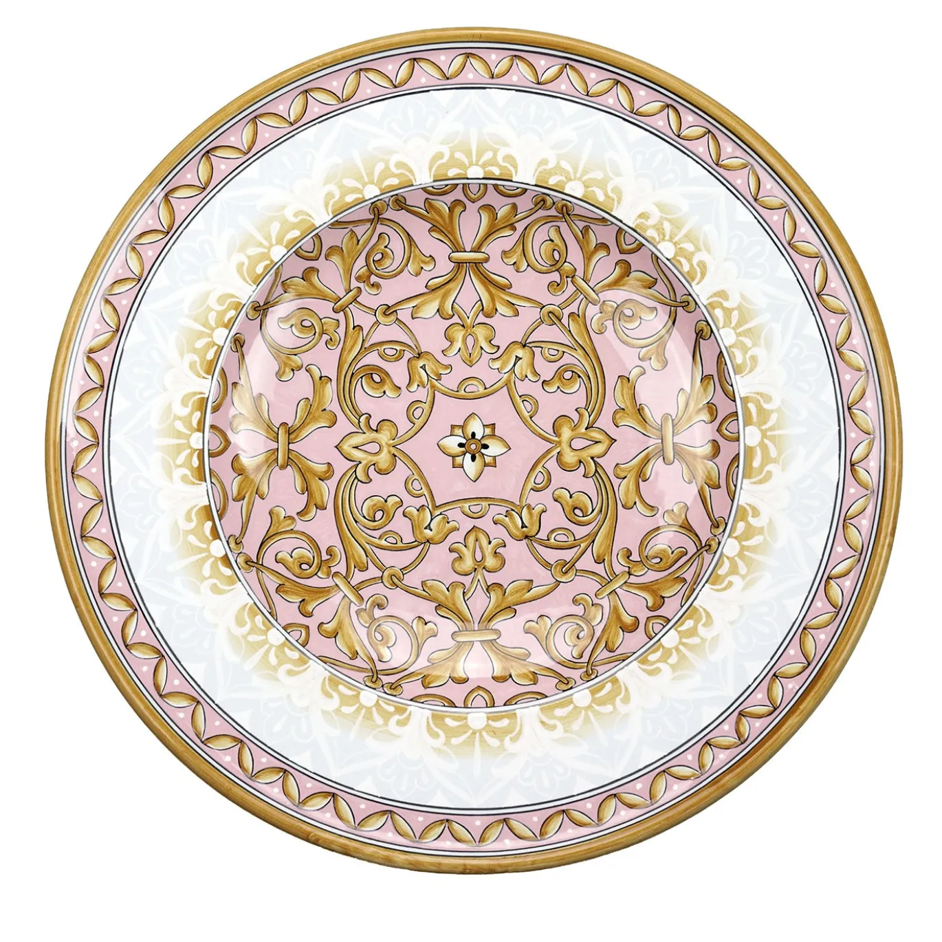 Piatto Decorativo Rotondo Pink Damask