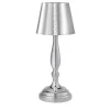 Piccola lampada da tavolo classic a LED ricaricabile in argento lucido