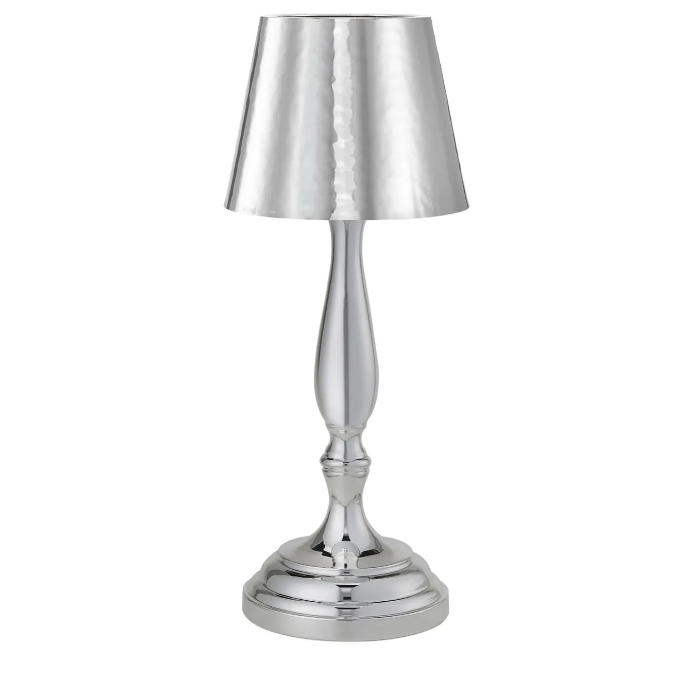 Piccola lampada da tavolo classic a LED ricaricabile in argento lucido