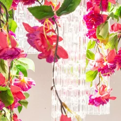 Piccolo lampadario rotondo a cascata Flower Power Pink