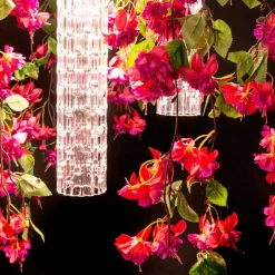 Piccolo lampadario rotondo a cascata Flower Power Pink