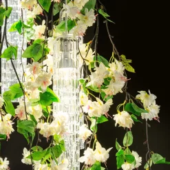Piccolo lampadario rotondo a cascata Flower Power White