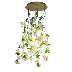 Piccolo lampadario rotondo a cascata Flower Power White