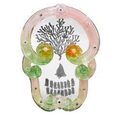 Piccolo specchio Pop Skull rosa e verde di Bradley Theodore