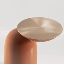 Pingu Orange Wood And Satin Brass Side Table