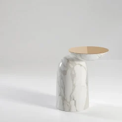 Pingu X Calacatta Marble And Polished Brass Side Table