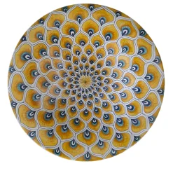 Piuma di pavone gialla ⌀ Piatto decorativo da 35 cm