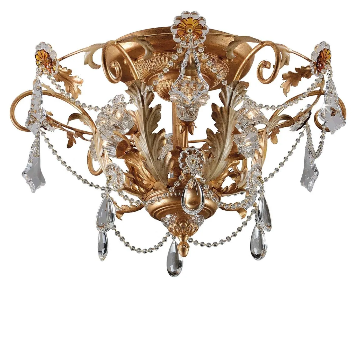 Plafoniera 1446 in Vetro Dorato