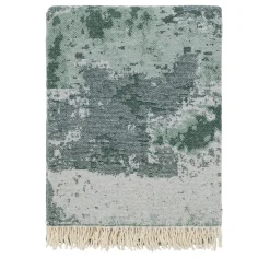 Plaid in lana verde jacquard con motivo stucco