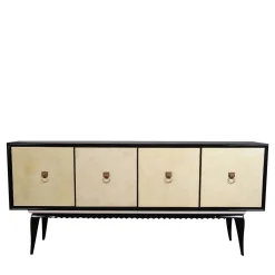 PLM-0004 Credenza in pergamena nera e avorio