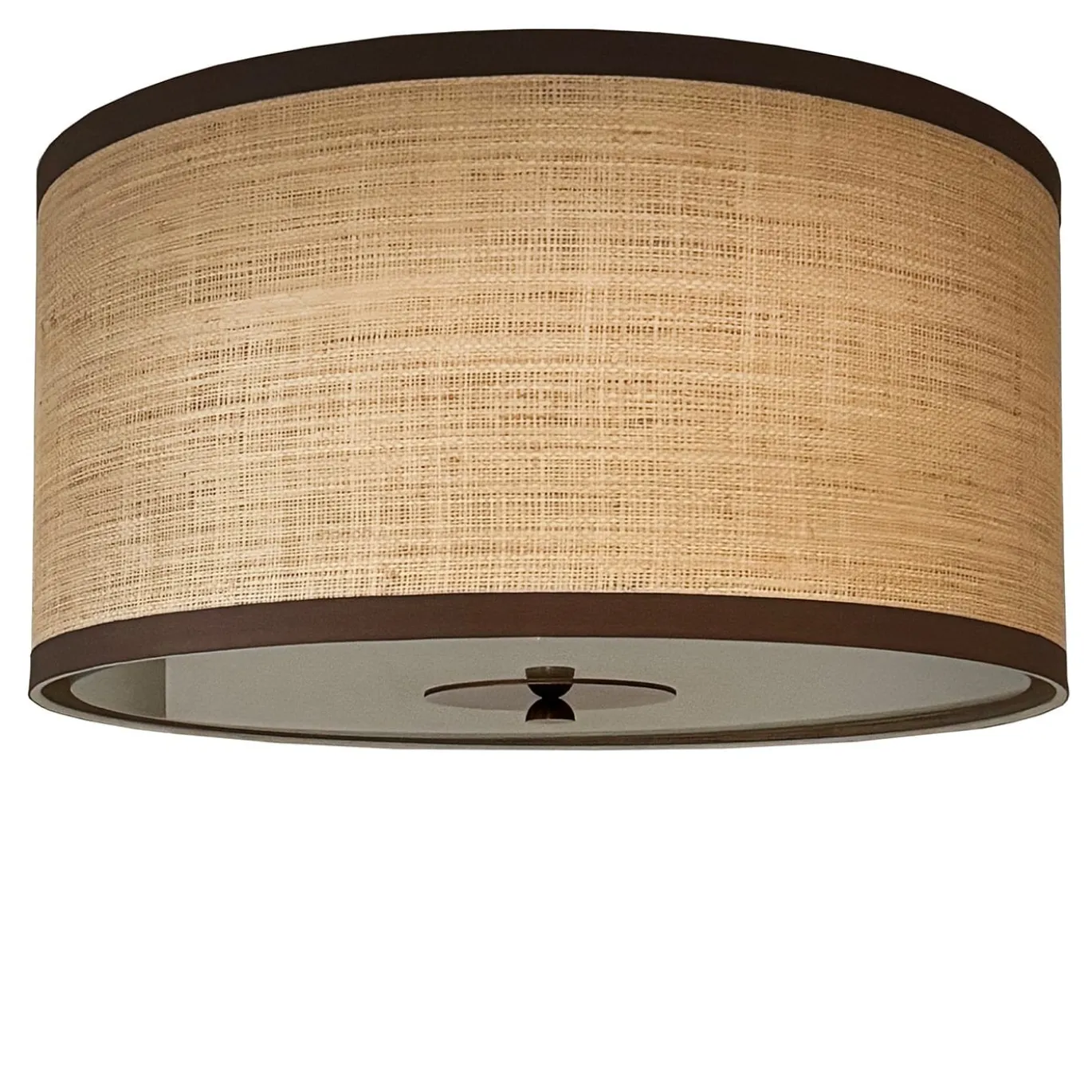 Polaris Lampada da Soffitto Paralume in Rafia Beige con Dettagli in Ottone