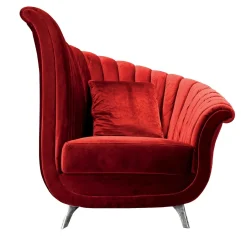Poltrona a conchiglia in velluto rosso