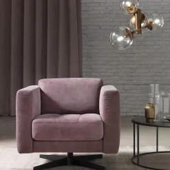 Poltrona Alfa in pelle viola
